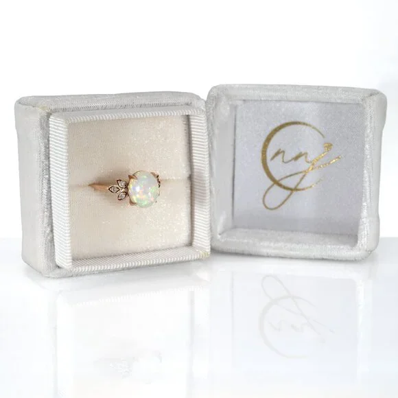 2.3Ct Ethiopian Opal Ring in Solid 14K Rose Gold with Natural Diamond Accents - Picture 4 of 10